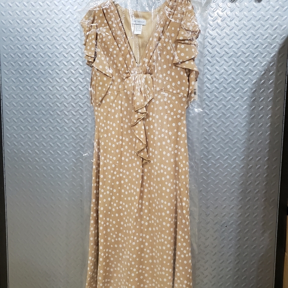 NWT METAPHOR sparkling polka dot golden tan/pure white flowing premium (12) - Picture 7 of 12